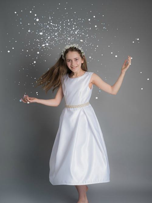 A-line Scoop Satin Junior Bridesmaid Dress