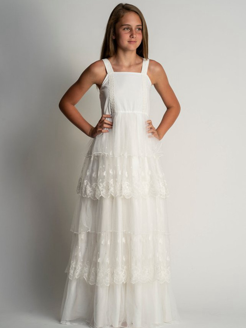 A-line Straps Tulle Junior Bridesmaid Dress