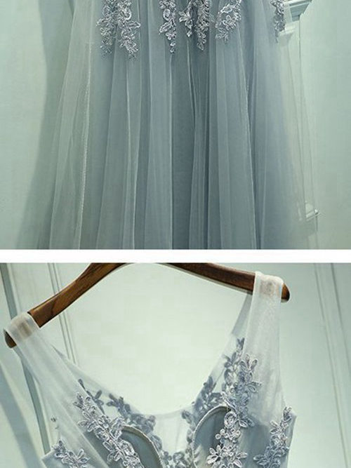 A-line V Neck Floor Length Tulle Matric Dance Dress