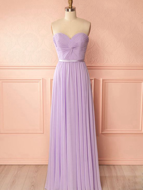 A-line Sweetheart Floor Length Chiffon Matric Dress