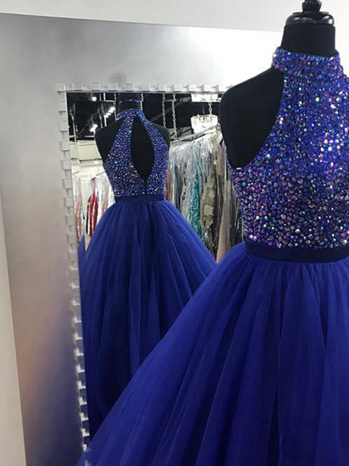 Princess Halter Floor Length Organza Matric Dress Beading