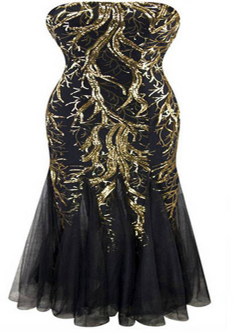 Sheath Strapless Floor Length Chiffon Matric Dress Sequin