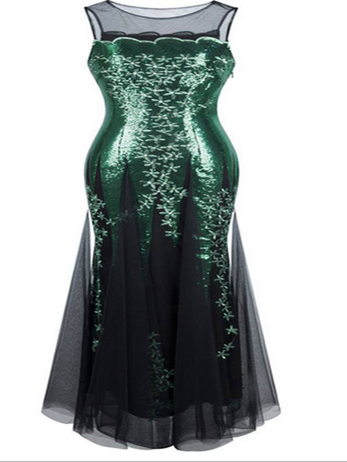 Sheath Sheer Floor Length Chiffon Matric Dress Sequin