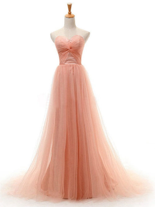 A-line Sweetheart Sweep Train Tulle Matric Dress