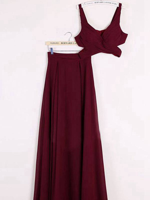 A-line Straps 2 Piece Chiffon Matric Dress
