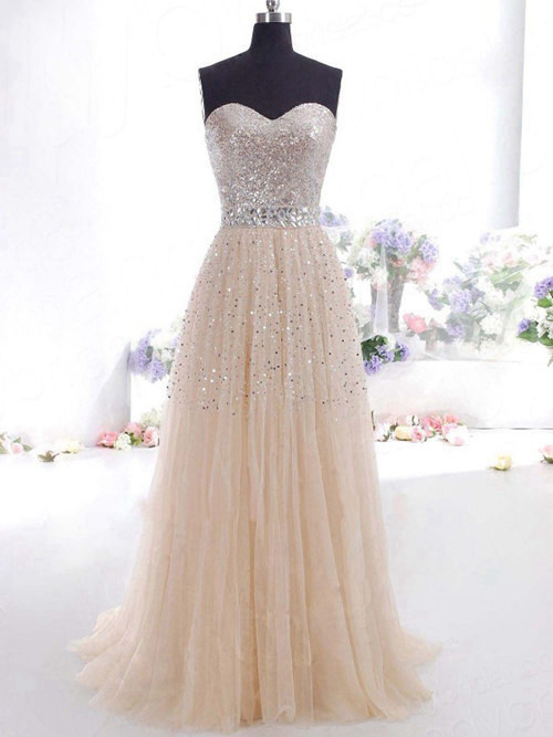 A-line Sweetheart Tulle Matric Dress Sequins