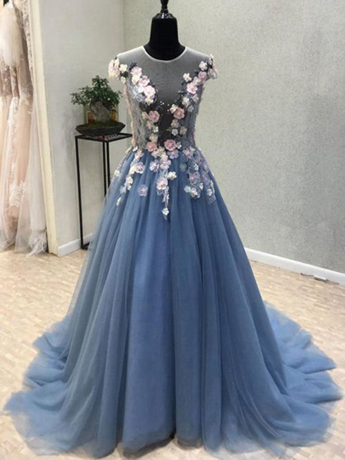 A-line Sheer Tulle Matric Dress Appliques