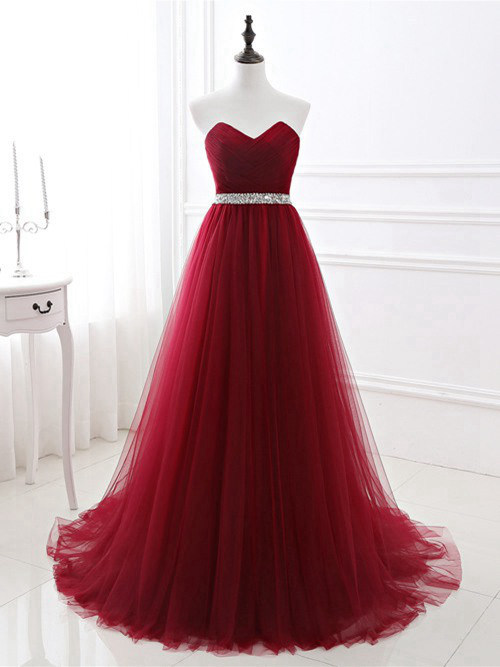 A-line Sweetheart Tulle Matric Dress Beads