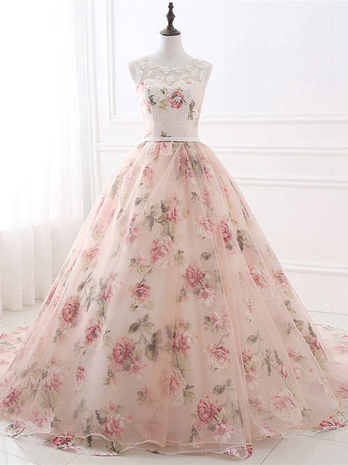 Beautiful A-line Sheer Chiffon Floral Matric Dress