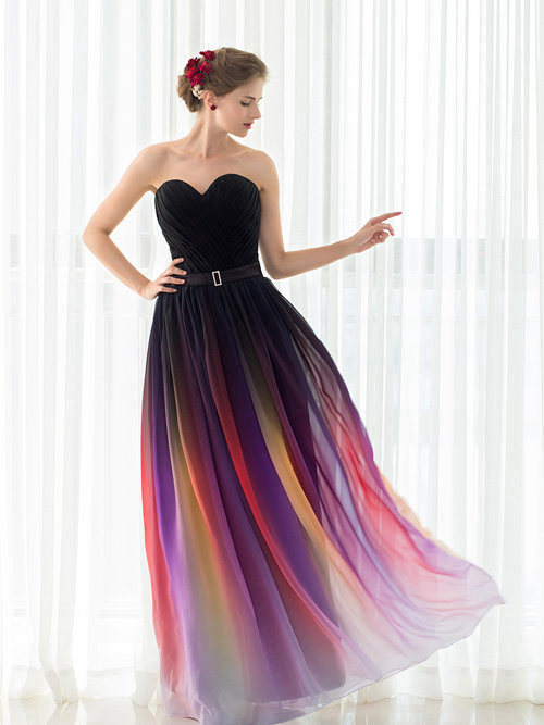 A-line Sweetheart Chiffon Colorful Matric Dress