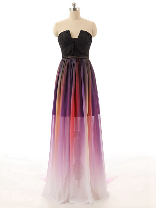 A-line Sweetheart Chiffon Colorful Matric Dress Ruched