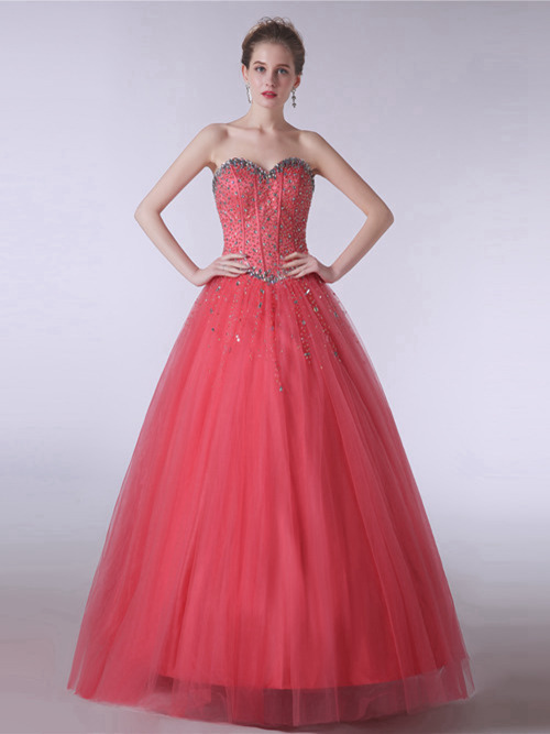 A-line Sweetheart Tulle Matric Dress Beads