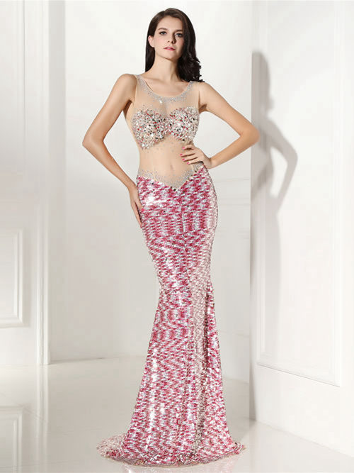 Mermaid Scoop Sequins Matric Dance Dress