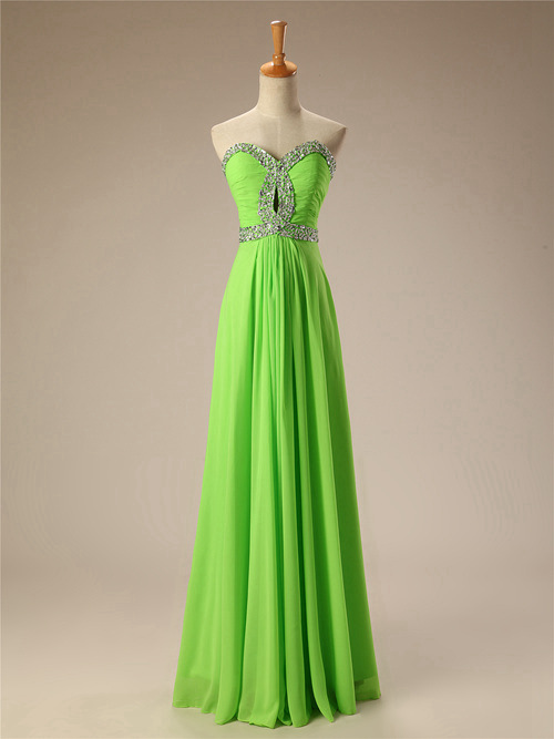 Empire Sweetheart Green Chiffon Matric Dress Beads