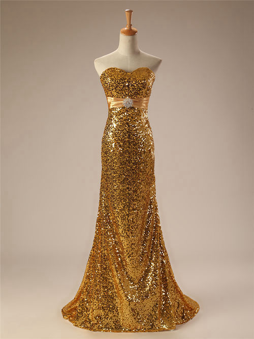 Mermaid Sweetheart Sequins Gold Matric Dress