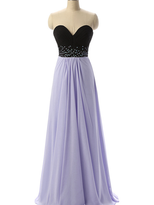 Empire Sweetheart Chiffon Black Purple Matric Dress Beads