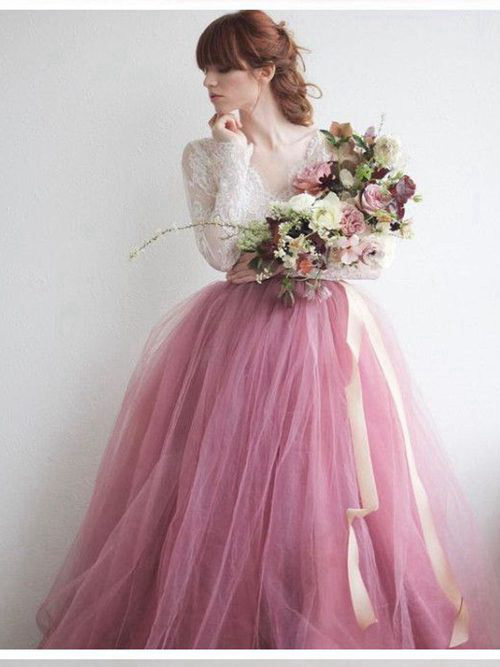 V Neck Lace Sleeves Tulle Matric Ball Dress