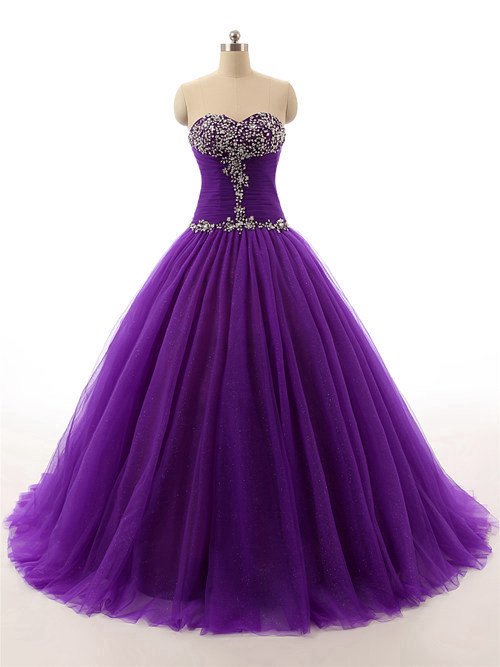 Purple Tulle Matric Ball Dress Beads