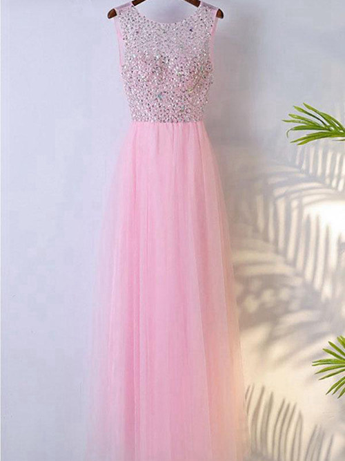 A-line Scoop Tulle Sequins Matric Dress