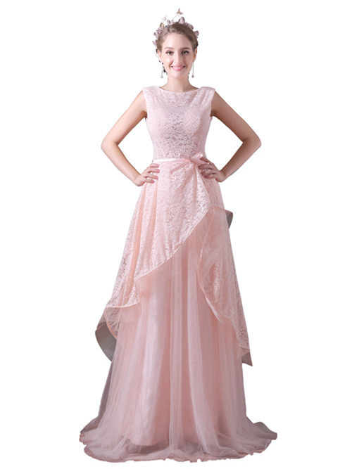 Pink A-line Lace Tulle Matric Dress