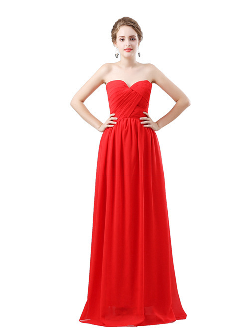 Red Empire Sweetheart Chiffon Matric Dress