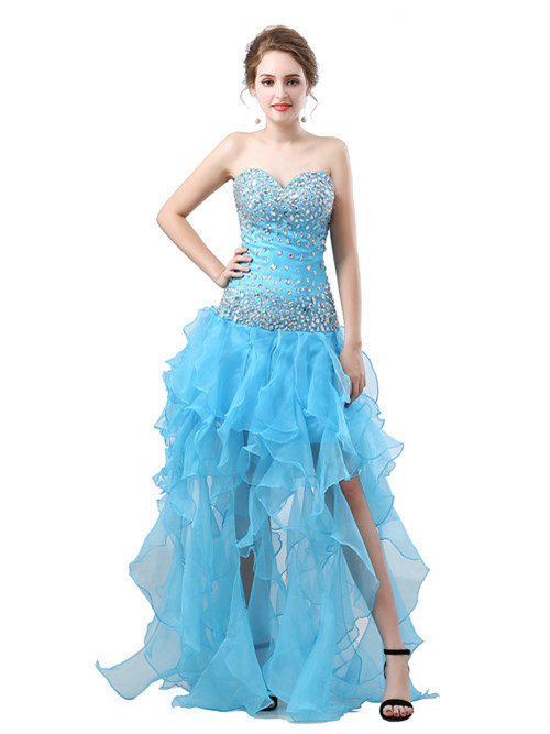 Mermaid Sweetheart Organza Matric Dress Crystal Ruffles