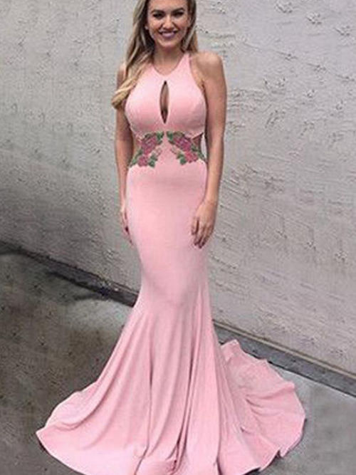 Mermaid Jewel Satin Matric Dress Applique