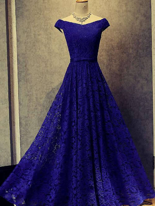 A-line Off Shoulder Lace Matric Farewell Dress