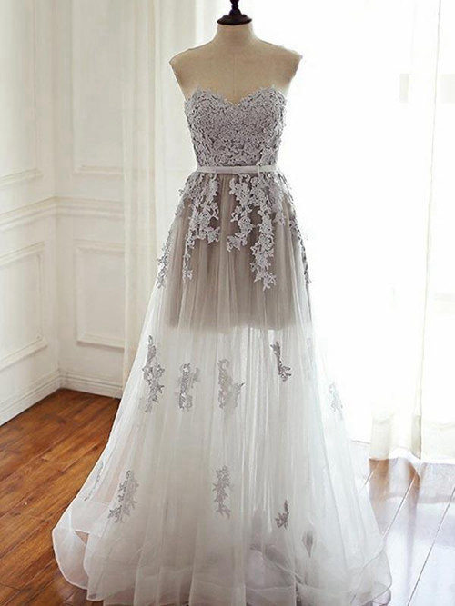 A-line Sweetheart Tulle Matric Dress Applique