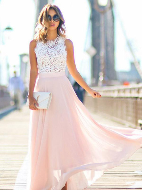 A-line Jewel Lace Chiffon Matric Farewell Dress