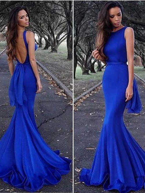 Mermaid Straps Satin Royal Blue Matric Dress