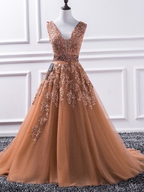 A-line Straps Tulle Matric Farewell Dress Appliques