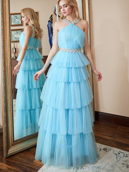 A-line Straps Tulle Matric Farewell Dress Layers