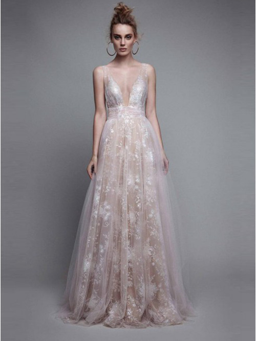 A-line Straps Tulle Lace Matric Farewell Dress