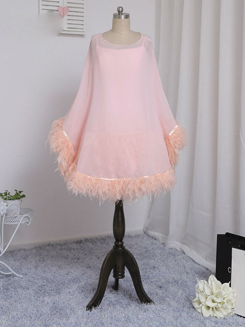 A-line Scoop Short Chiffon Mother Of The Groom Outfit Frills