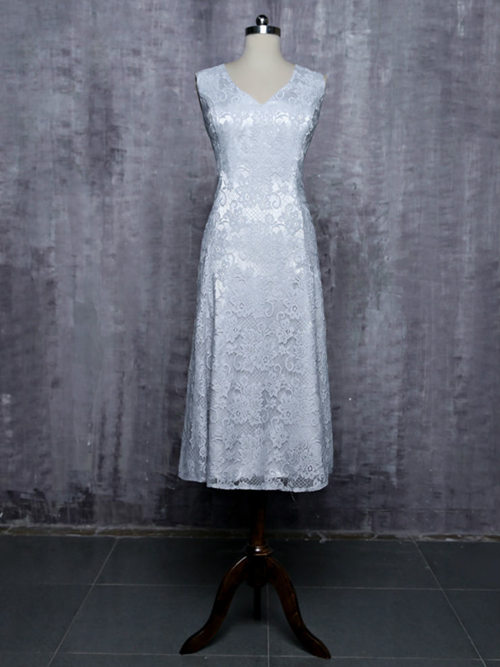 A-line V Neck Lace Mother Of The Bride Dress