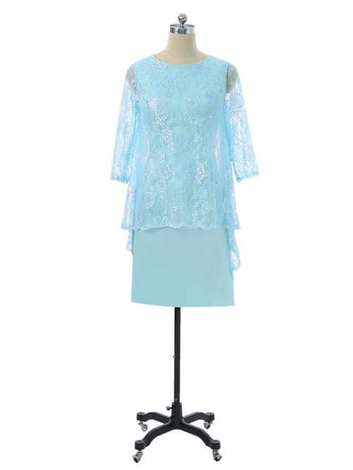 A-line Scoop Lace Sleeves Chiffon Mother's Dress