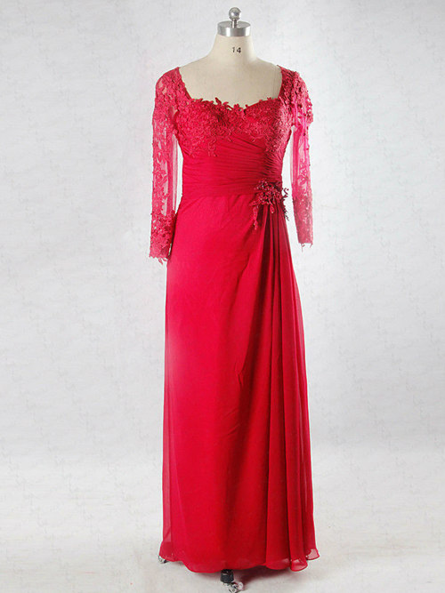 A-line Sweetheart Chiffon Lace Sleeves Mother Of The Groom Dress