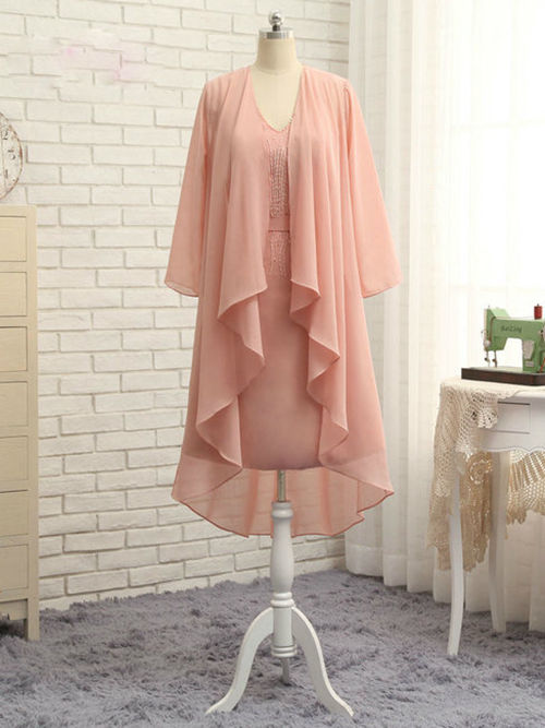 A-line V Neck Chiffon Sleeves Mother Of The Bride Dress