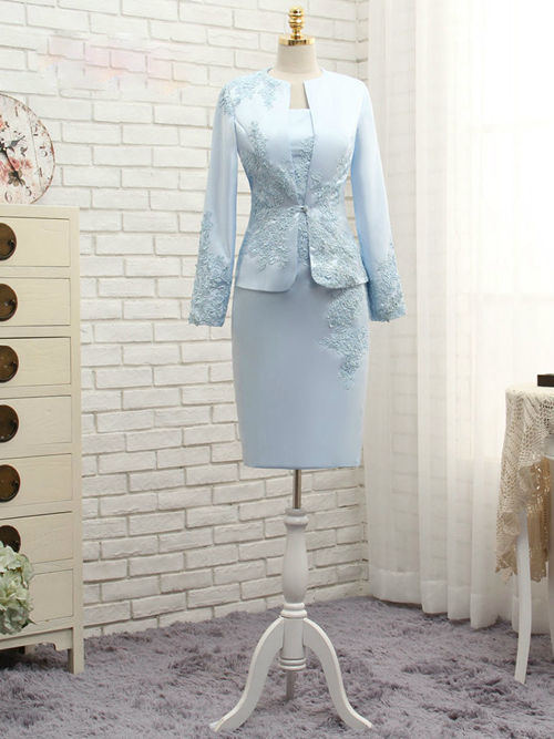 Sheath Satin Jacket Mother's Outfit Applique