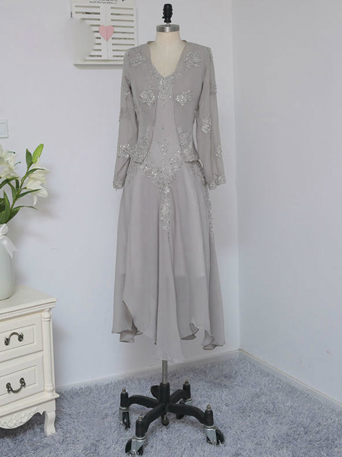 A-line Chiffon Jacket Mother's Dress Applique