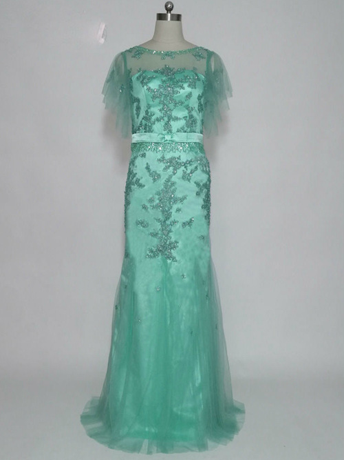 Mermaid Sheer Tulle Mother's Dress Applique