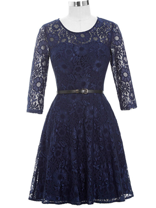 A-line Scoop Lace Sleeves Mother's Dress