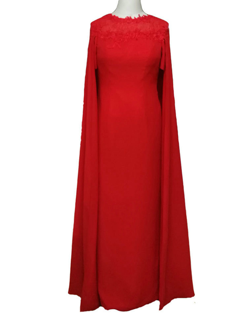 Sheath Jewel Satin Red Mother's Dress