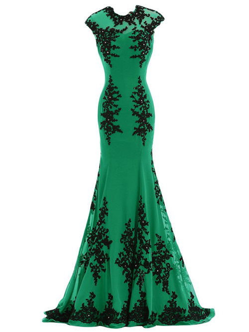 Mermaid Jewel Chiffon Mother's Dress Applique