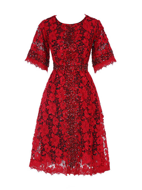 A-line Scoop Lace Sleeves Mother's Dress Beads
