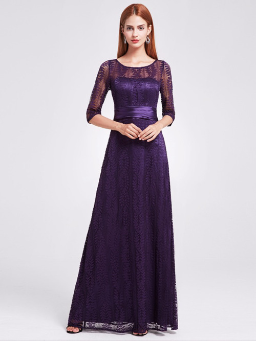 A-line Scoop Lace Sleeves Mother Of The Bride Dress
