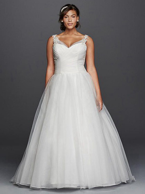 Ball Gown Straps Floor Length Organza Plus Size Bridal Wear