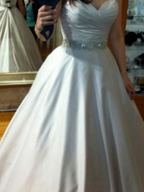 Princess Sweetheart Floor Length Satin Plus Size Bridal Gown