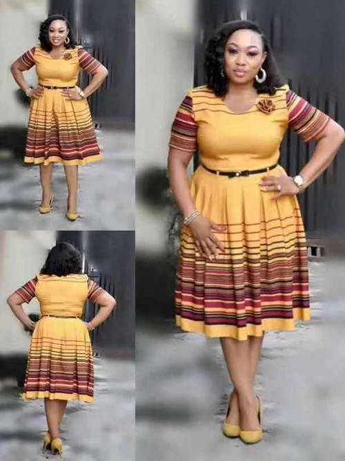 African Rainbow Print Sleeves Plus Size Dress